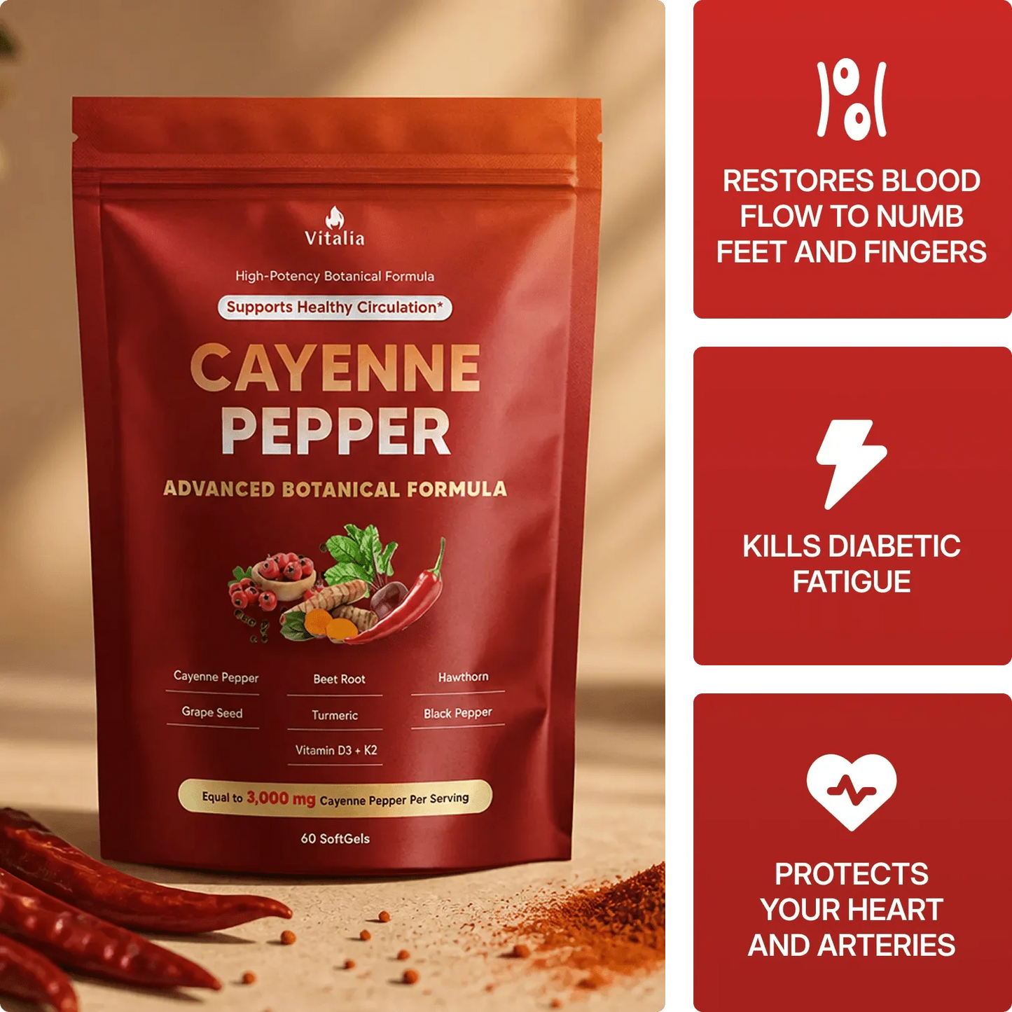 Vitalia® Cayenne Pepper Softgels